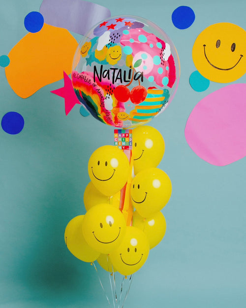 Amaizing Girly Bubble + Happy Faces Balloons Abre La Puerta