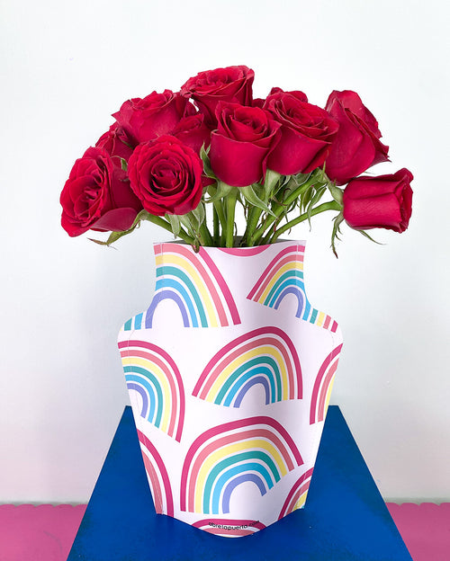 24 Rosas en florero Rainbows by abrelapuerta ® Abre La Puerta