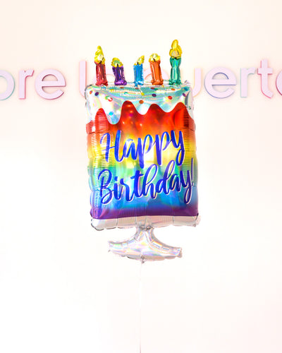 Abre La Puerta Globo Pastel de Cumpleaños holográfico