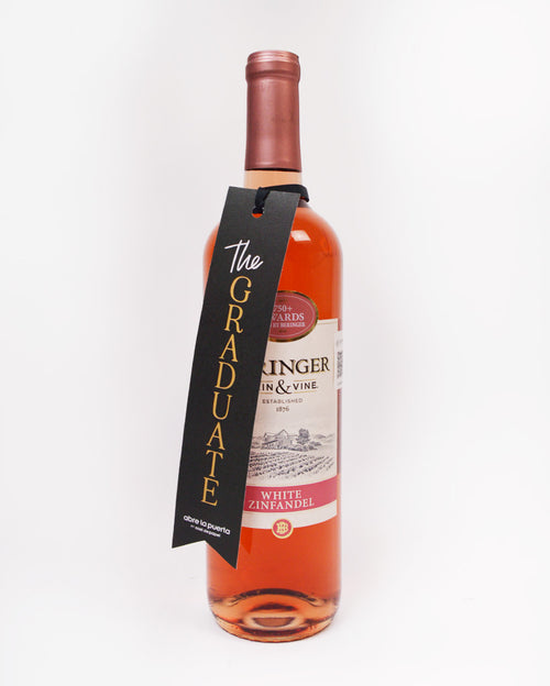 Bolsa artesanal oaxaqueña, con Vino Rosado, Munchies y Globo Estrella Abre La Puerta