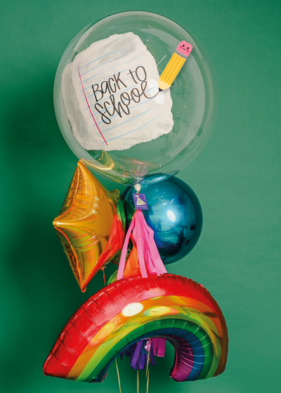 Abre La Puerta Bouquet Burbuja NOTEBOOK BALLOON + Star + Orbz + Rainbow Balloon