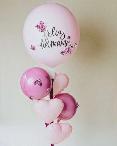 Abre La Puerta Orchid Giant Latex Balloon + Pink Orchid Orbz + Small Hearts Bouquet