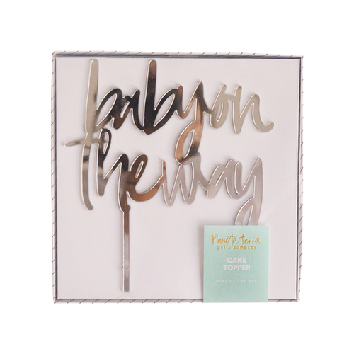 Cake Topper Plata Baby on the way Abre La Puerta