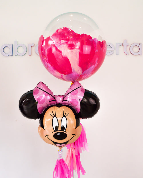 Burbuja Gigante + Minnie Mouse Moño Rosa Abre La Puerta