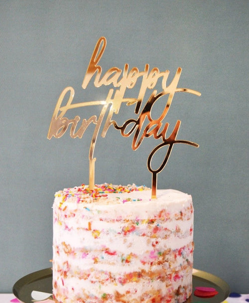 Cake Topper Dorado Happy Birthday Abre La Puerta